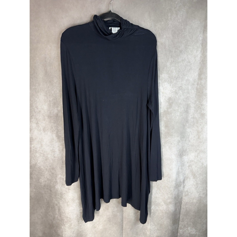 Soft Surroundings Viscose Swing Turtleneck Tunic Dress In Black Size XL Tall